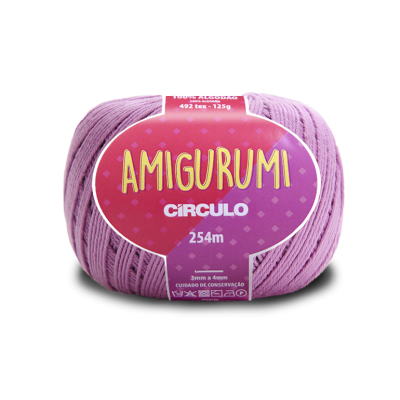 Novelo lilás de fio de algodão Círculo Amigurumi com etiqueta rosa