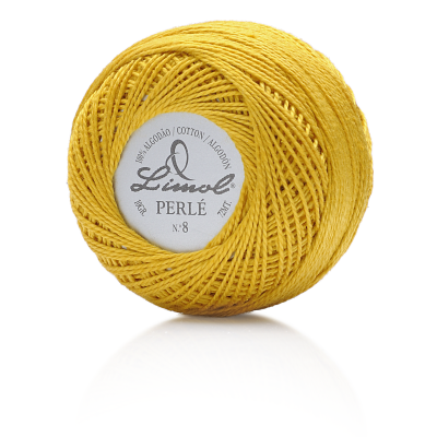 Rolo de linha amarelo Linul Perlé Nº 8 em algodão