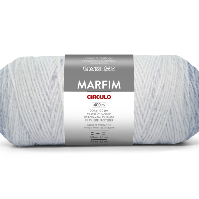 Novelo de lã branco Marfim da Círculo com etiqueta cinza