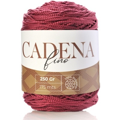 Novelo de linha vinho com etiqueta CADENA fino 250 Gr 175 mts 100% Poliéster