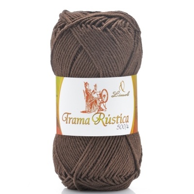 Novelo de lã castanha com etiqueta Trama Rústica 500/4