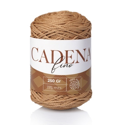 Novelo de fio castanho claro com etiqueta CADENA fino