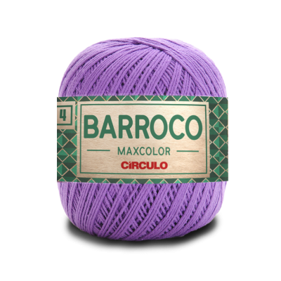 Novelo de fio de algodão roxo Barroco Maxcolor Círculo com etiqueta verde e bege