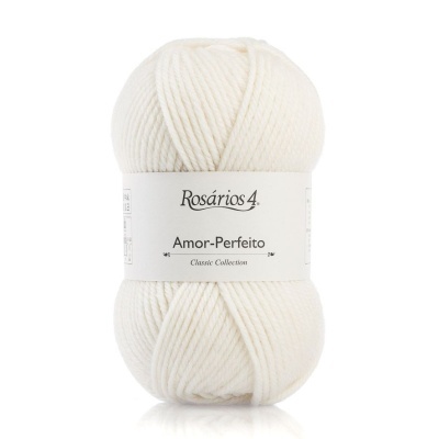 Novelo de lã branca Rosários 4 Amor-Perfeito