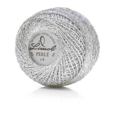 Fio de algodão prateado Limol Perlé num rolo redondo