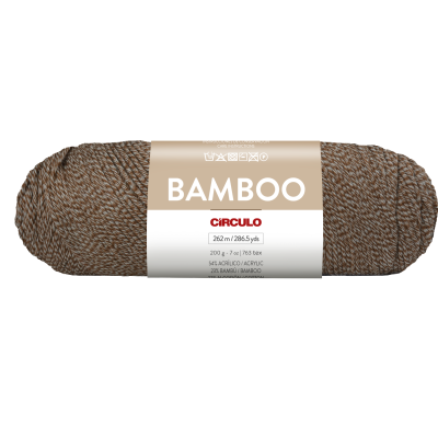 Novelo de fio castanho com etiqueta branca CIRCULO BAMBOO