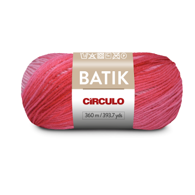 Novelo de fio de malha batik Círculo em cores rosa, vermelho e lilás