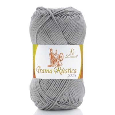 Novelo de lã cinzenta Trama Rústica com etiqueta branca e dourada