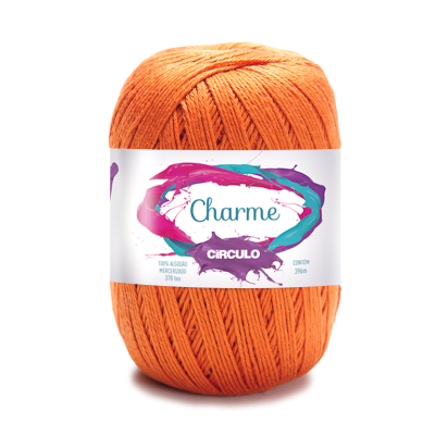 Rolo de fio de algodão laranja com rótulo colorido Charme Círculo