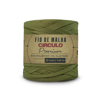 Rolo de fio de malha verde Círculo Premium com etiqueta de papel kraft