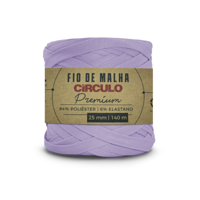 Rolo de fio de malha lilás com etiqueta de papel castanho CÍRCULO Premium