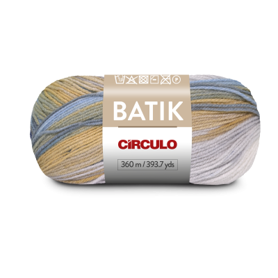 Novelo de lã multicolorida com etiqueta BATIK CÍRCULO