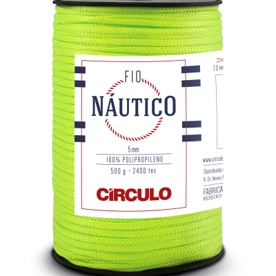 Rolo de fio náutico verde fluorescente com etiqueta da marca CÍRCULO