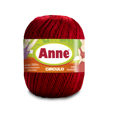 Novelo de linha vermelho 100% algodão Anne Circulo com etiqueta colorida