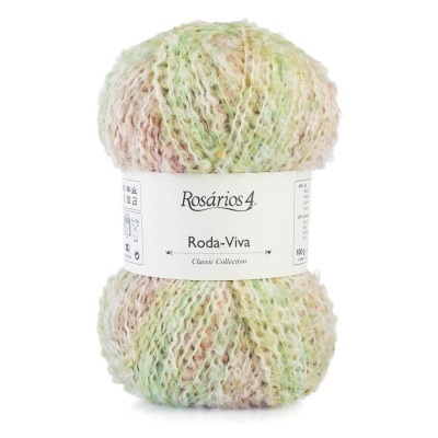 Novelo de lã colorida com etiqueta Rosários4 Roda-Viva Classic Collection