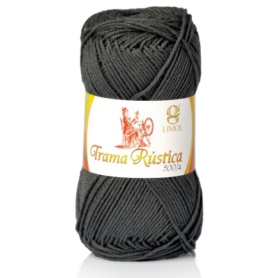 Novelo de fio de tricot preto com etiqueta Limol Trama Rústica