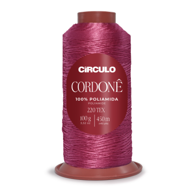 Rolo de fio cor-de-rosa CÍRCULO CORDONÊ 100% poliamida 220 TEX 100g 450m