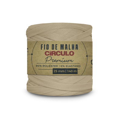 Fio de malha bege Círculo Premium com etiqueta de rótulo de papel kraft