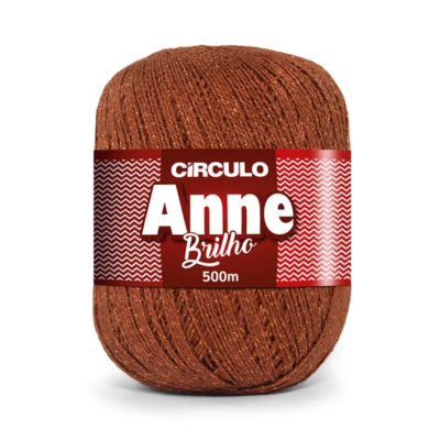 Novelo de fio castanho com brilho Anne Brilho Círculo 500m