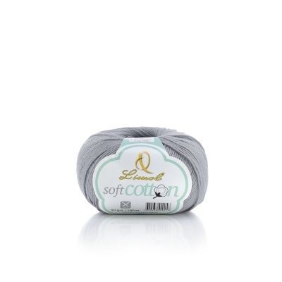 Novelo de fio de algodão cinzento claro Lanasol