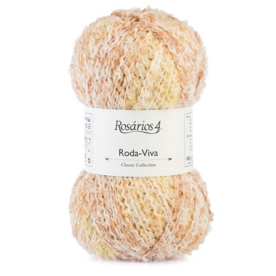 Novelo de lã creme com tons castanhos e bege da marca Rosários 4.