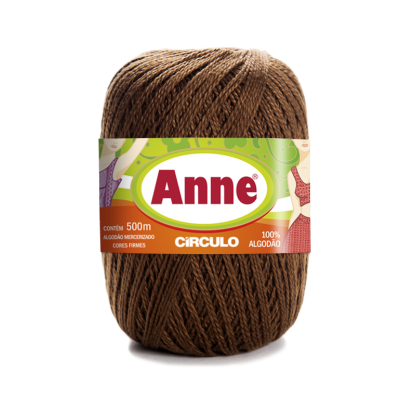 Novelo de linha de algodão marrom Anne Círculo com etiqueta colorida