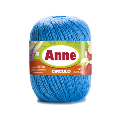 Novelo de fio azul Anne Círculo algodão 500 metros