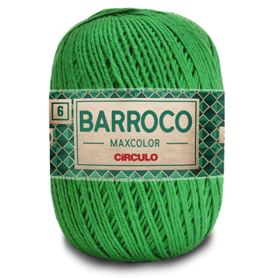 Novelo de linha verde para crochet com etiqueta BARROCO MAXCOLOR Circulo