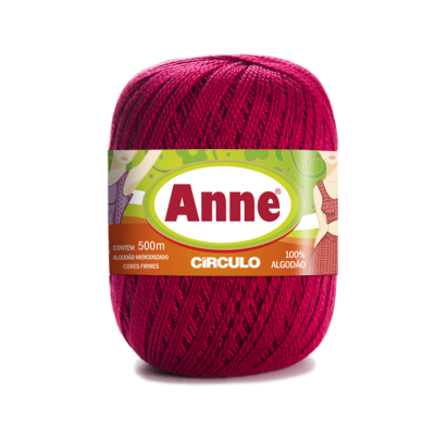 Novelo de linha Anne da Círculo rosa escuro com etiqueta verde e vermelha