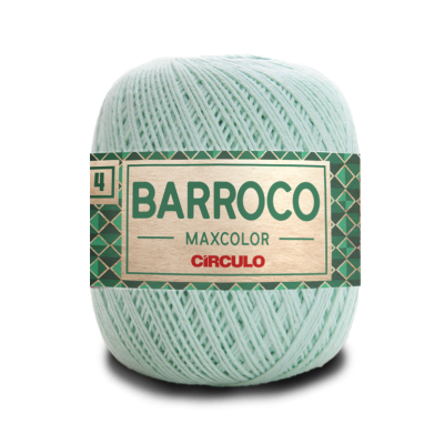 Novelo de fio Barroco Maxcolor verde claro com etiqueta verde escuro e dourada