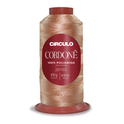 Cone de linha dourada Círculo Cordonê em base vermelha com etiqueta vermelha