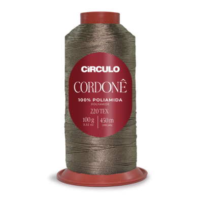 cone de linha bronze CIRCUO CORDONÊ com suporte vermelho
