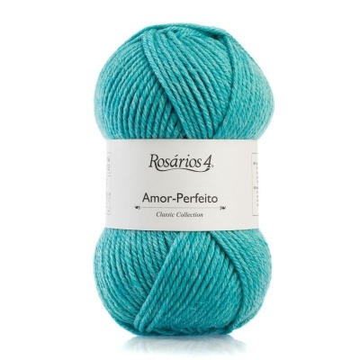 Novelo de lã azul-turquesa Rosários 4 Amor-Perfeito