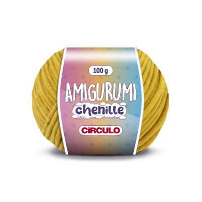 Novelo de fio amarelo mostarda Amigurumi Chenille