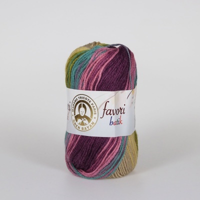 Novelo de lã multicolorida com etiqueta Favori Batik