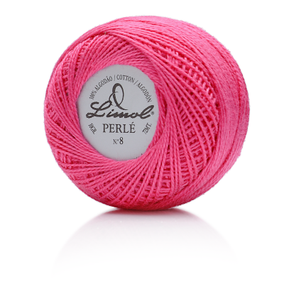 Novelo de linha de algodão cor-de-rosa Limol Perlé nº8