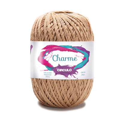 Fio de algodão bege Círculo Charme com rótulo colorido