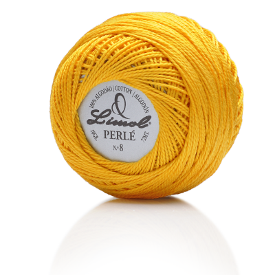 Novelo amarelo de linha de algodão Limol Perle N.º 8