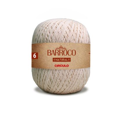 Novelo de fio natural bege claro com etiqueta marrom BARROCO NATURAL CIRCULO