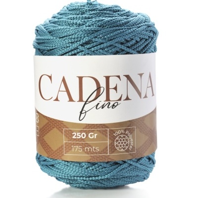 Novelo de fio azul turquesa com etiqueta CADENA fino