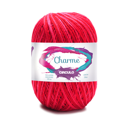 Novelo de fio de algodão vermelho Charme Círculo com rótulo colorido