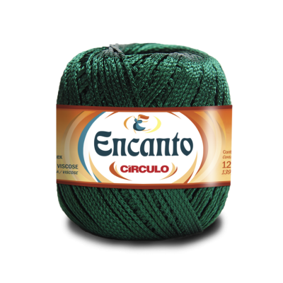 Novelo de linha verde Escuro Encanto Círculo com rótulo colorido