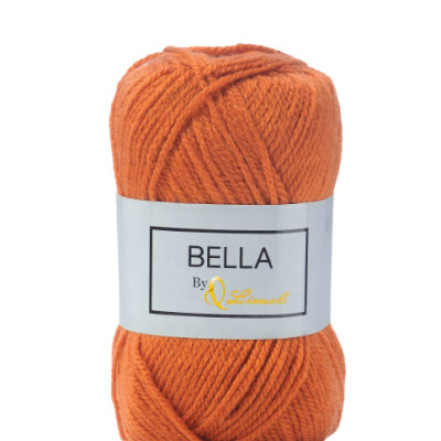 Novelo de lã laranja com etiqueta branca