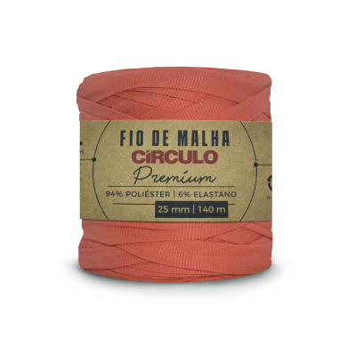 Bobina de fio de malha Círculo Premium cor tijolo com rótulo castanho