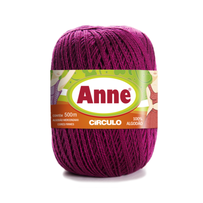 Novelo de fio roxo Anne 100% algodão 500m