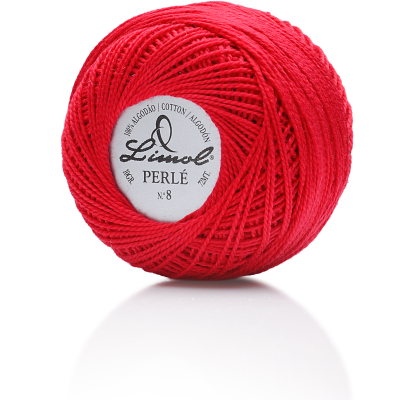 Novelo vermelho de fio de algodão Limol Perlé N.º 8