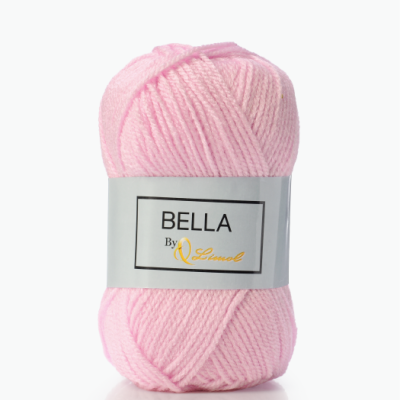 Novelo de lã cor-de-rosa claro com etiqueta branca Belle By Lanasol