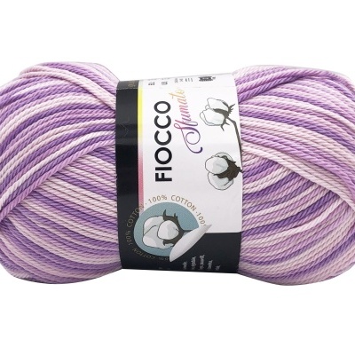 Novelo de lã Fiocco Colors listrado em lilás, lilás claro e branco