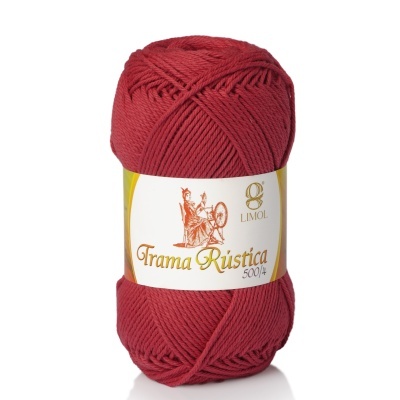 Novelo de lã vermelho Limol Trama Rústica 500/4 sobre fundo branco