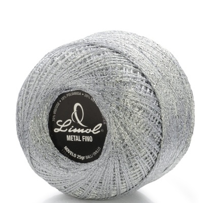 Rolo de fio metálico fino prateado Limol com etiqueta preta